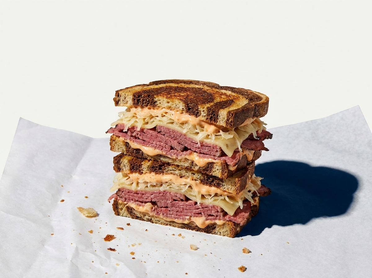 Reuben: Corned beef, sauerkraut and melted cheese on grilled rye