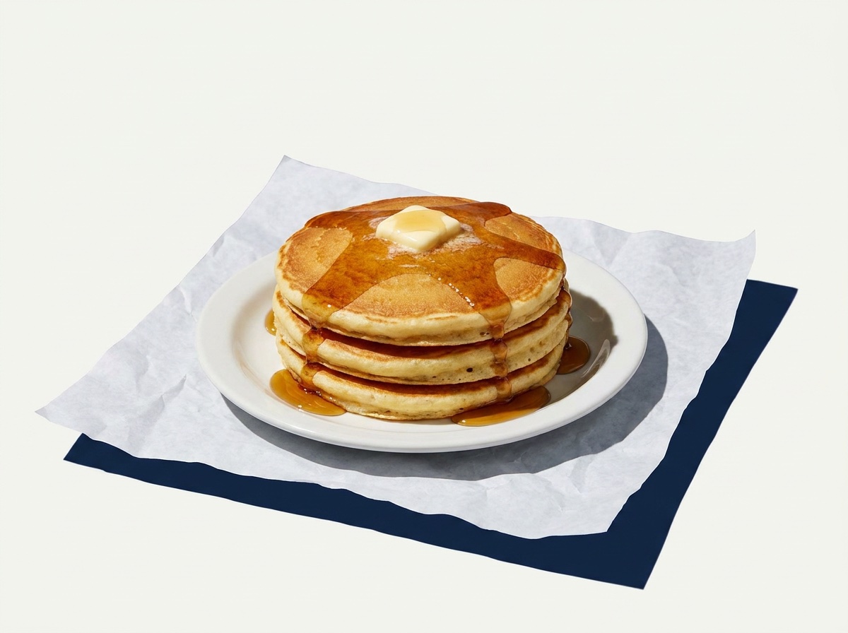 3 Buttermilk Pancakes: With maple syrup and butter, 12 oz. coffee included