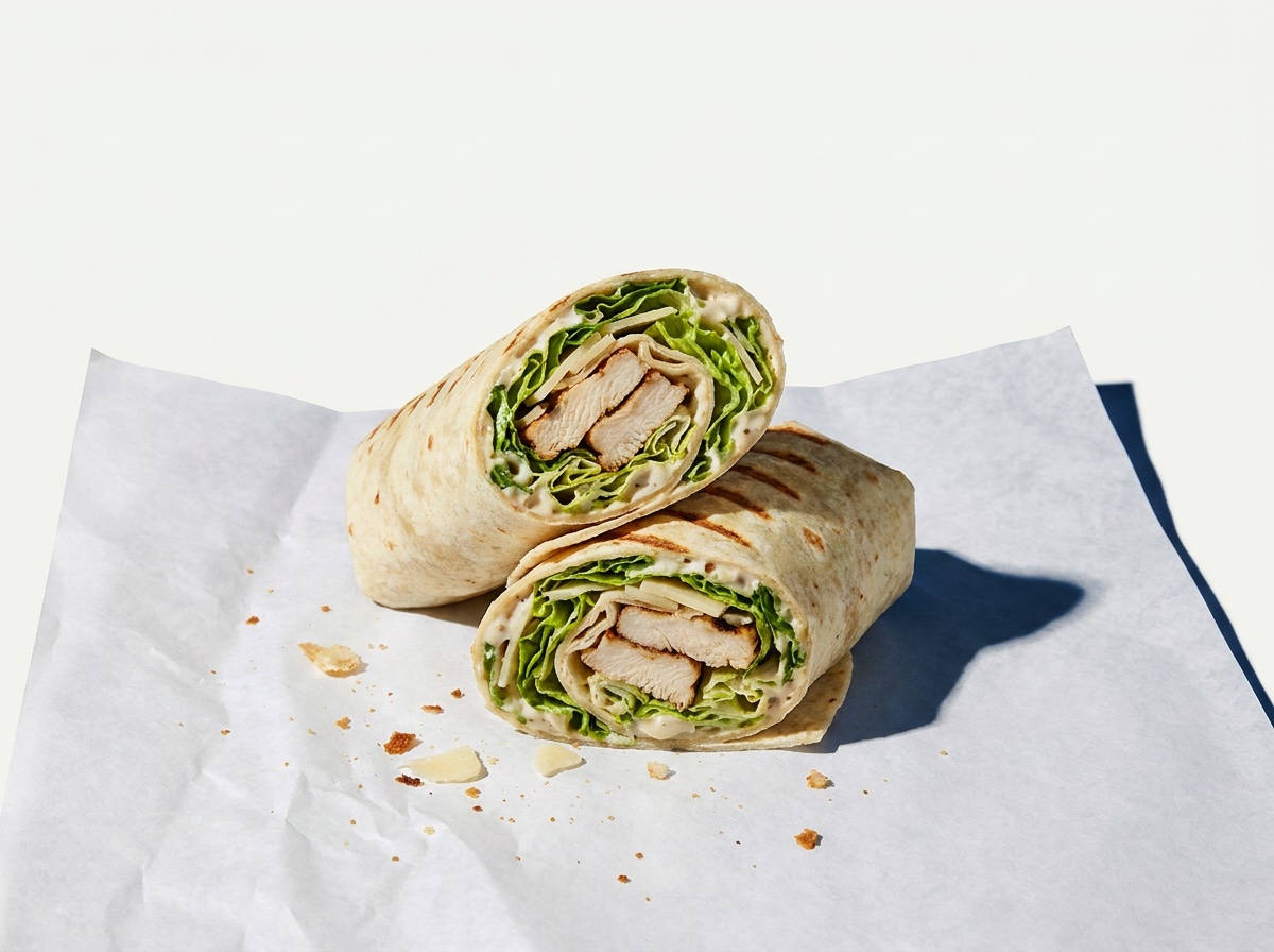 Grilled Chicken Caesar: Grilled chicken breast with romaine, grated cheese, onion and Caesar dressing